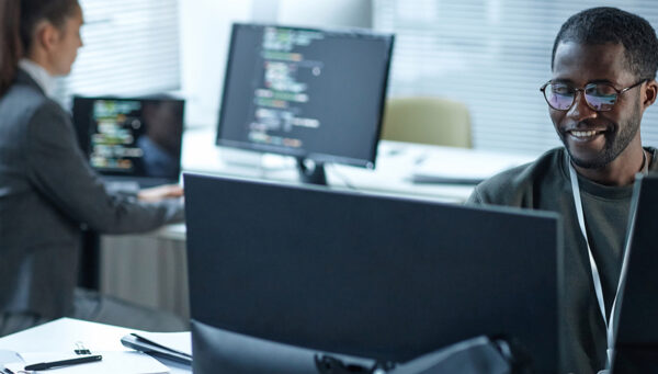 Man working in a computer office
