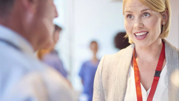 Health care managers discussing policy