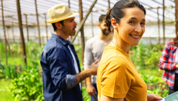 Woman working in a community garden